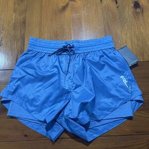 Nwt Rlx Ralph Lauren Womens Blue Shine Double Layer Athletic Running Lift Shorts